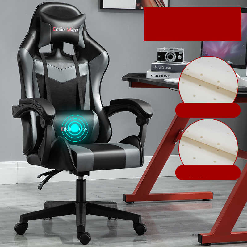 Fauteuil informatique de bureau ergonomique pour gaming avec cuir artificiel et massage USB - IVOIRART.COM