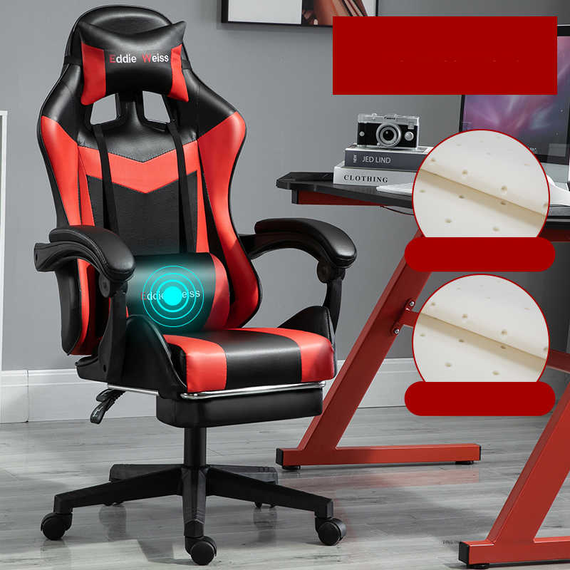 Fauteuil informatique de bureau ergonomique pour gaming avec cuir artificiel et massage USB - IVOIRART.COM