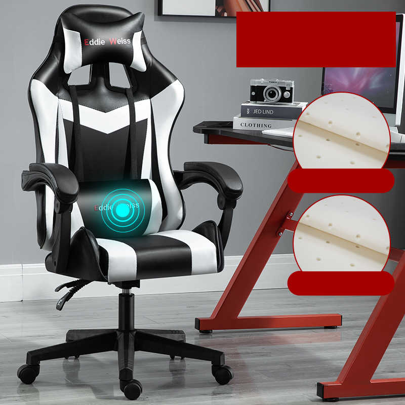 Fauteuil informatique de bureau ergonomique pour gaming avec cuir artificiel et massage USB - IVOIRART.COM