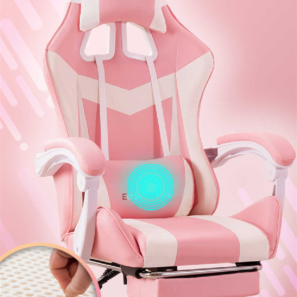 Fauteuil informatique de bureau ergonomique pour gaming avec cuir artificiel et massage USB - IVOIRART.COM