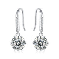 Boucles d’oreilles pendantes en argent sterling S925 0,5CT moissanite avec crochet long plaqué platine