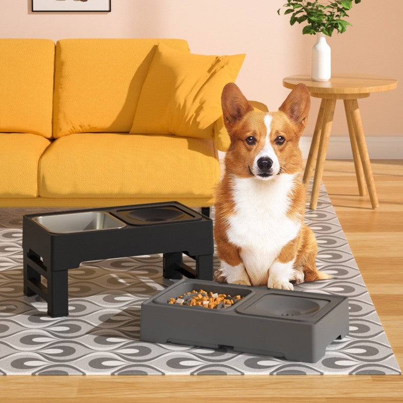 Double Gamelles pour Chiens avec Support en Acier Inoxydable, Hauteur Ajustable, Grand Bol Élevé pour Nourriture et Eau, Accessoires pour Animaux