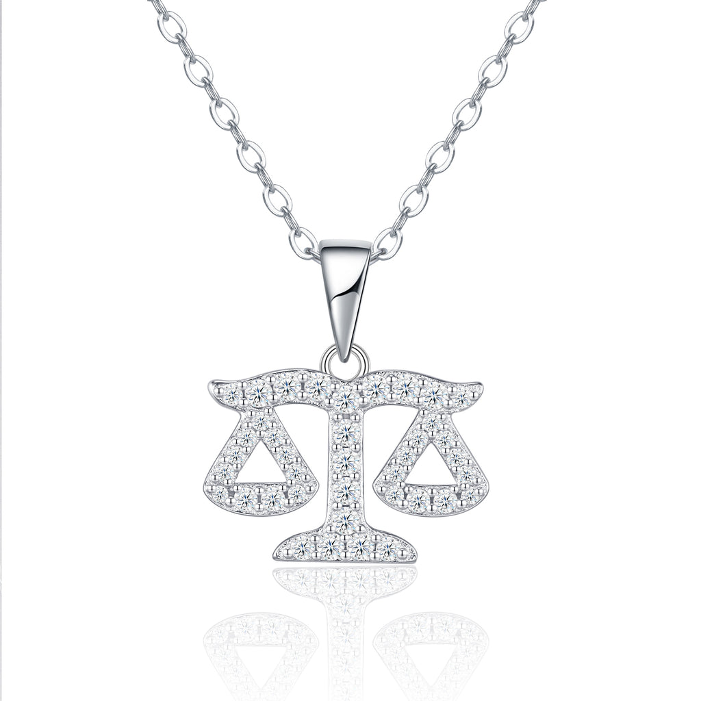 Collier Femme S925 Argent Sterling Signe Astrologique Balance Moissanite D VVS1