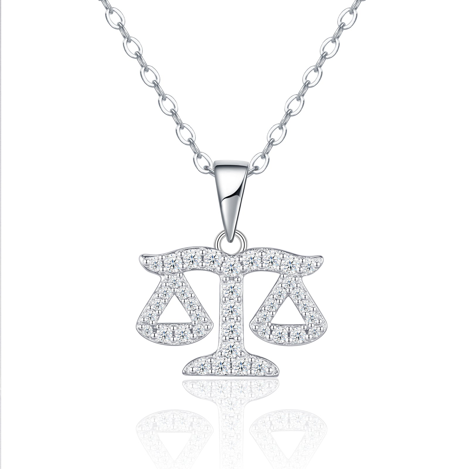 Collier Femme S925 Argent Sterling Signe Astrologique Balance Moissanite D VVS1