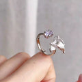 Bague Ouverte Papillon en Argent Sterling 999 avec Zircon Violet, Style Doux et Élégant, Parfaite pour Tous les Jours, Rendez-vous et Cadeaux, Idéal pour la Saint-Valentin