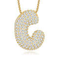 Collier Initiale Bulle Plaqué Or S925 12,13g pour Femme, Pendentif Moissanite D Couleur VVS1 avec Certificat GRA, Coffret Personnalisé Solide A-Z