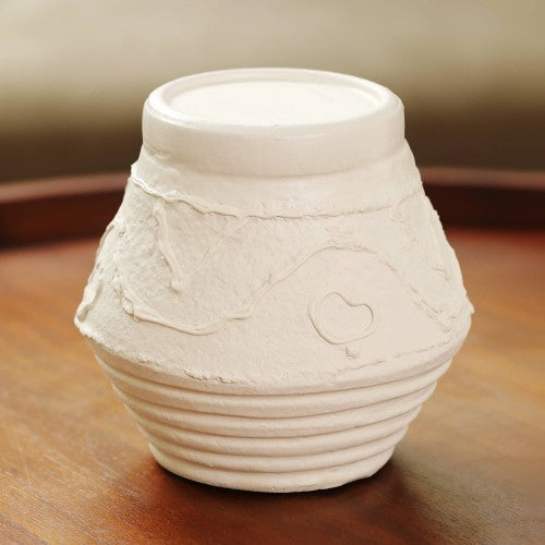 Bougeoir en terre cuite à motif organique 5,2 x 5,2 x 5,5'' - Support de bougie rustique pour éclairage d'ambiance