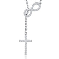 Collier Croix Infini en Argent S925 avec Pendentif Moissanite VVS1 D, Bijou Chrétien Platine 3,2g, Coffret Cadeau