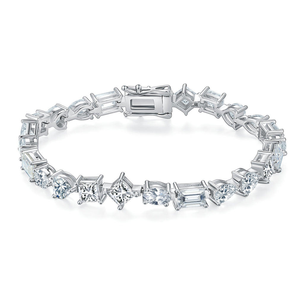 Bracelet Tennis en Argent Sterling S925 Moissanite Tailles Mixtes D VVS1 Certifié GRA 16-18-20cm Plaqué Platine Coffret Cadeau