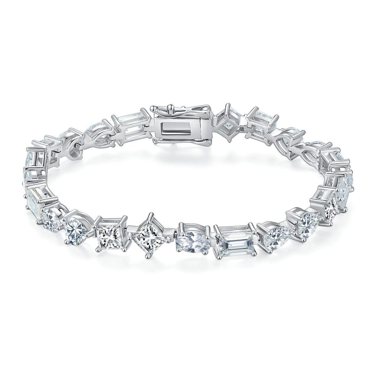 Bracelet Tennis en Argent Sterling S925 Moissanite Tailles Mixtes D VVS1 Certifié GRA 16-18-20cm Plaqué Platine Coffret Cadeau