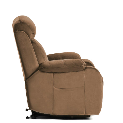 Fauteuil releveur électrique pour personnes âgées Télécommande Canapé relax Fauteuil doux Antidérapant Tissu cachemire Australie Mobilier salon Marron