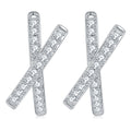 Boucles d'oreilles créoles croix moissanite argent S925 plaqué platine serties GRA