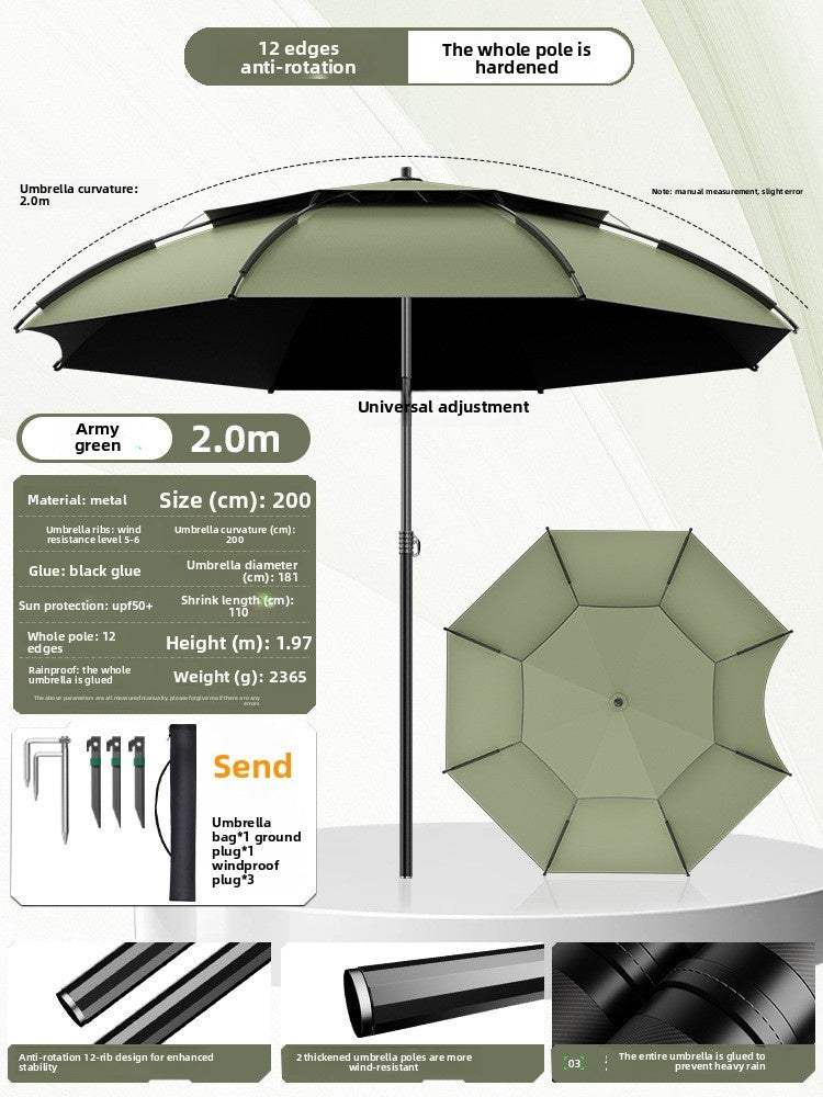 Fishing Umbrella, Fishing & Camping Umbrella, Large Beach Fishing Umbrella, Thickened Sun Protection Outdoor Parasol - IVOIRART.COM