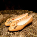 Flat Bottom Round Head Genuine Leather Pumps Female Comfortable Low Heel - IVOIRART.COM