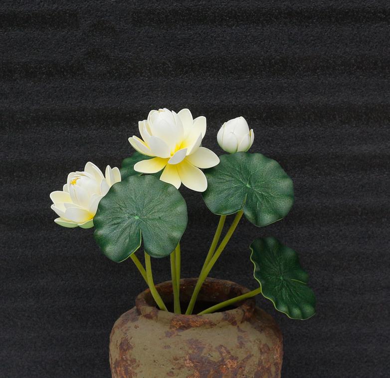 Fleur Ornementale Petite Nénuphar Lotus Simulation en Soie, Hauteur 31 cm - IVOIRART.COM