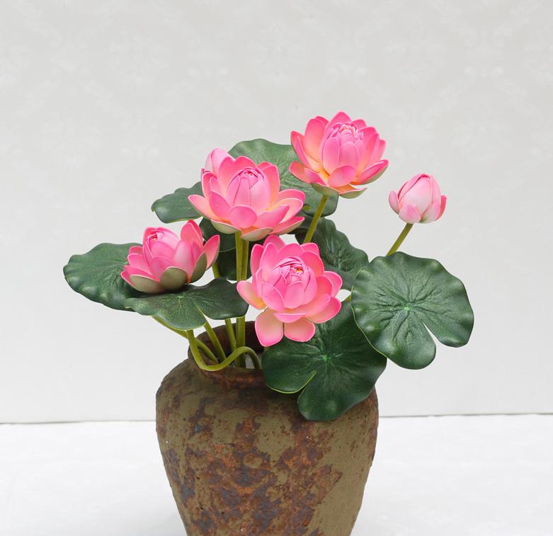 Fleur Ornementale Petite Nénuphar Lotus Simulation en Soie, Hauteur 31 cm - IVOIRART.COM