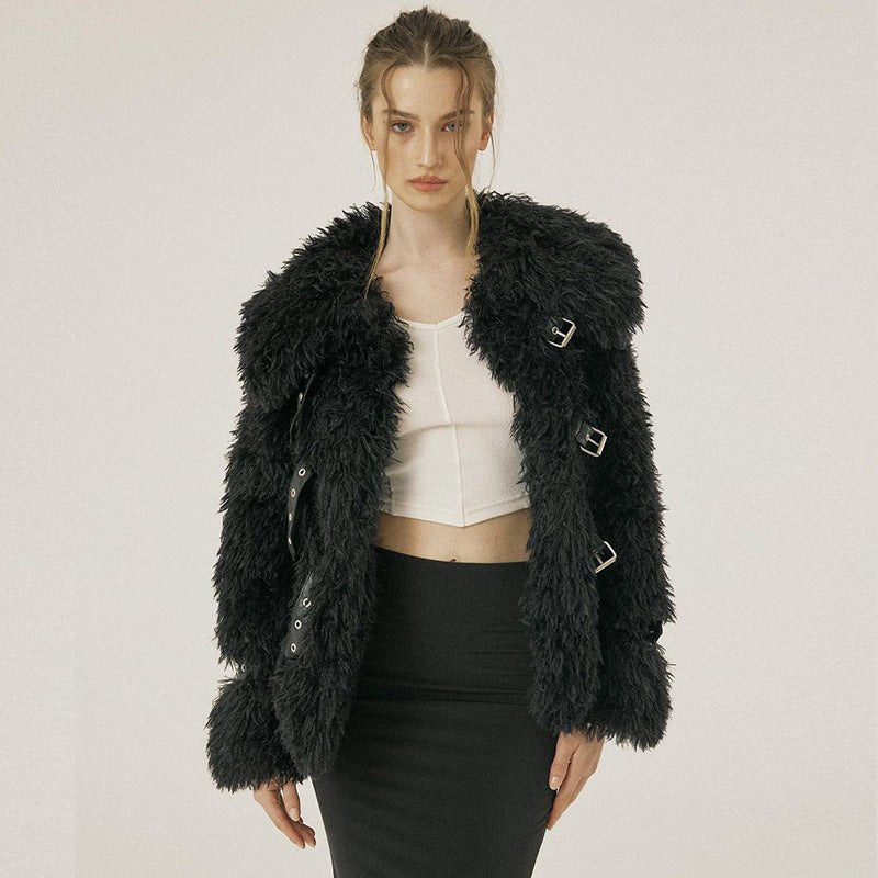 Fluffy Woolen Leather Ring Top Hot Girl Loose - IVOIRART.COM