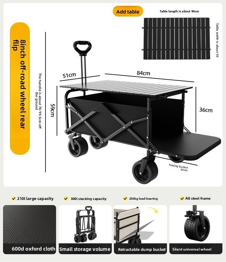 Foldable Travel Trailer Outdoor Camping Wagon For Picnic And Campsite Use - IVOIRART.COM