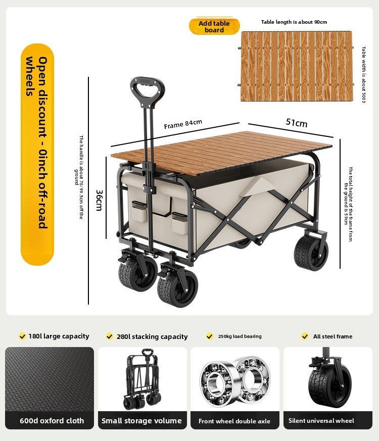 Foldable Travel Trailer Outdoor Camping Wagon For Picnic And Campsite Use - IVOIRART.COM