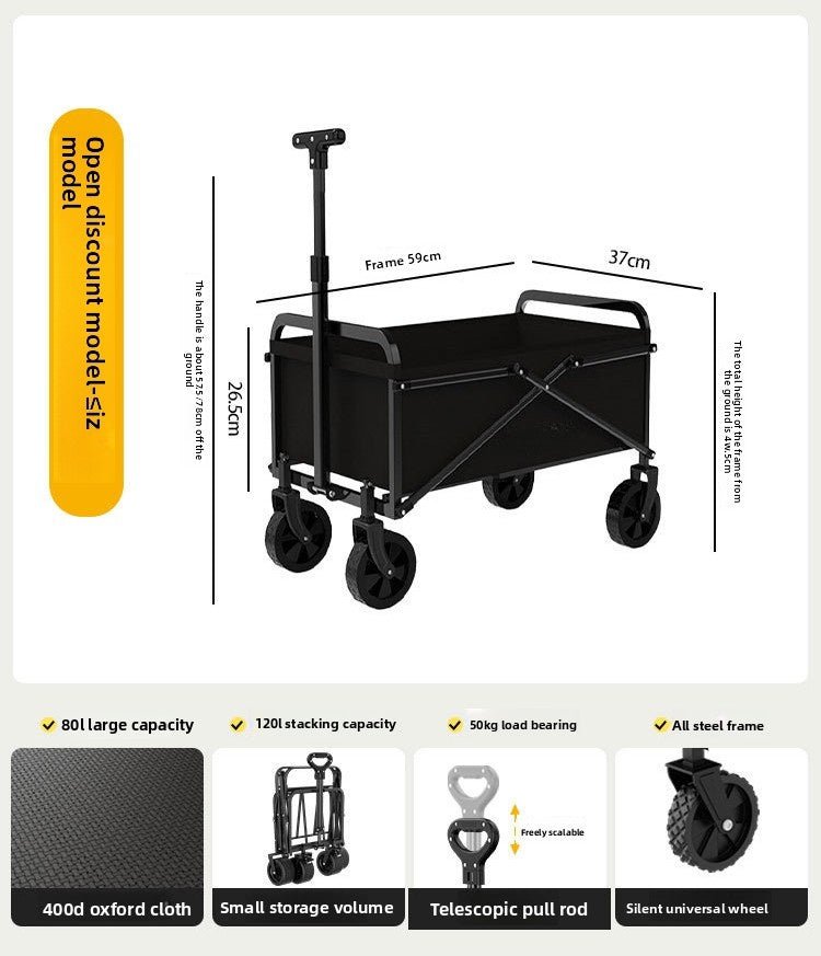 Foldable Travel Trailer Outdoor Camping Wagon For Picnic And Campsite Use - IVOIRART.COM