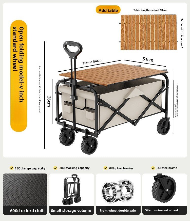 Foldable Travel Trailer Outdoor Camping Wagon For Picnic And Campsite Use - IVOIRART.COM