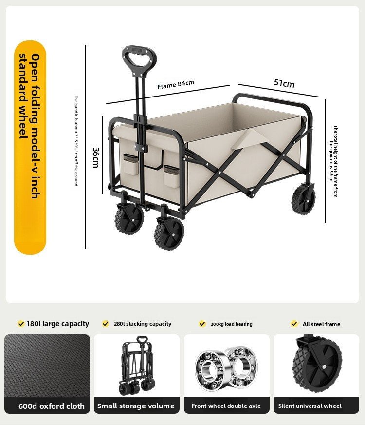 Foldable Travel Trailer Outdoor Camping Wagon For Picnic And Campsite Use - IVOIRART.COM