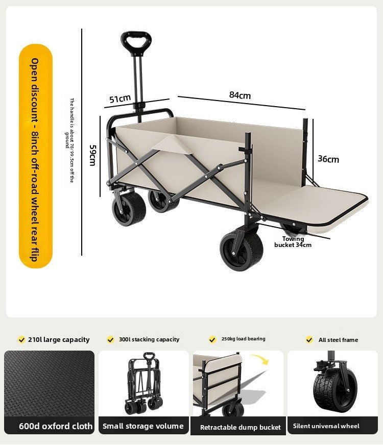 Foldable Travel Trailer Outdoor Camping Wagon For Picnic And Campsite Use - IVOIRART.COM