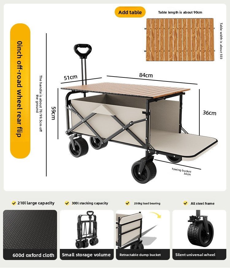 Foldable Travel Trailer Outdoor Camping Wagon For Picnic And Campsite Use - IVOIRART.COM