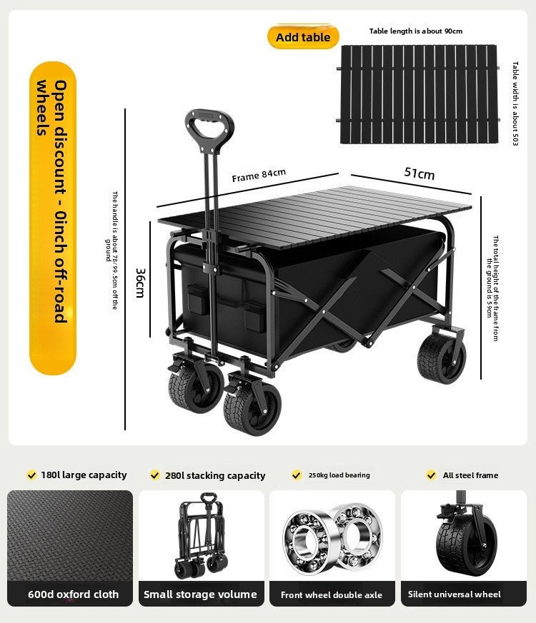 Foldable Travel Trailer Outdoor Camping Wagon For Picnic And Campsite Use - IVOIRART.COM