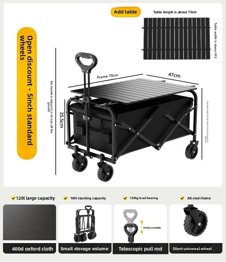 Foldable Travel Trailer Outdoor Camping Wagon For Picnic And Campsite Use - IVOIRART.COM