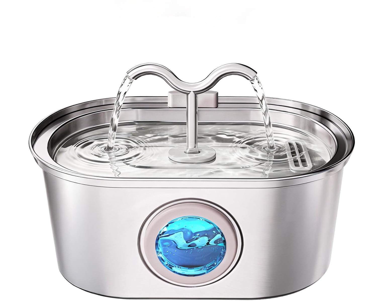 Fontaine à eau automatique en acier inoxydable 3,2L pour chats, double jet ultra - silencieuse - IVOIRART.COM