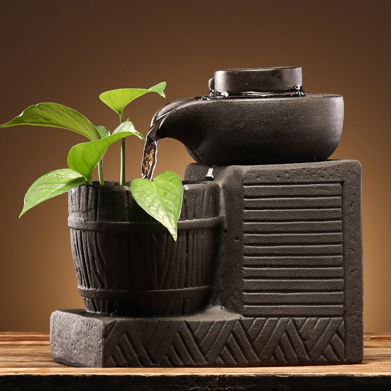 Fontaine céramique décorative à circulation — Petit humidificateur design maison - IVOIRART.COM