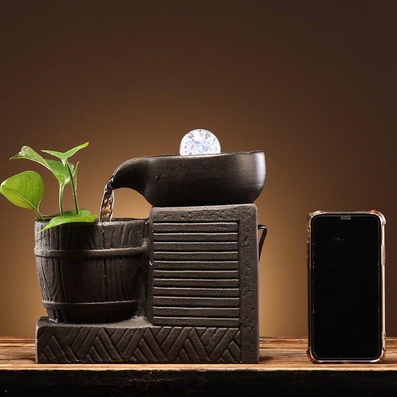 Fontaine céramique décorative à circulation — Petit humidificateur design maison - IVOIRART.COM
