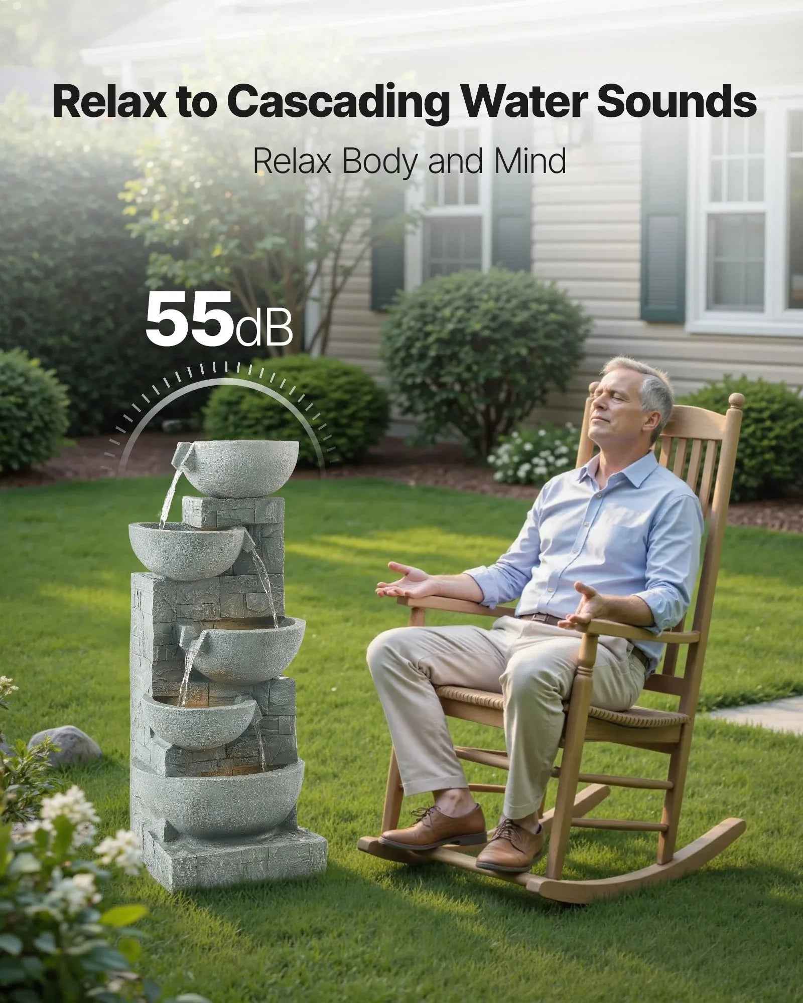 Fontaine extérieure à 5 étages en bol cascade de 31,5 pouces - IVOIRART.COM