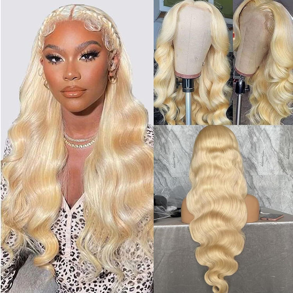 Former LACE Head Cap LACE FRONTAL WIG 13x4 Straight 613 Blonde Human Hair 18inUK - IVOIRART.COM