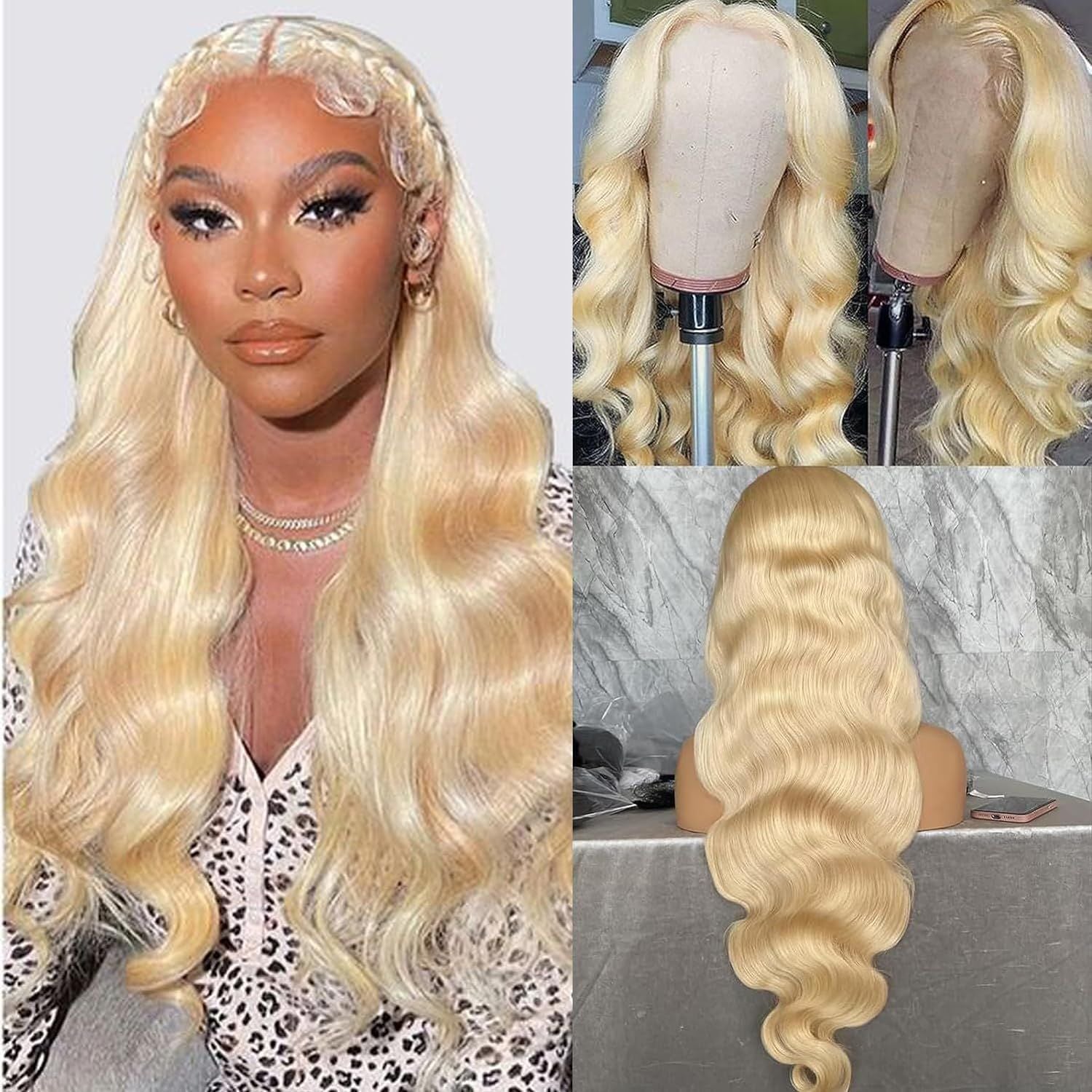 Former LACE Head Cap LACE FRONTAL WIG 13x4 Straight 613 Blonde Human Hair 18inUK - IVOIRART.COM
