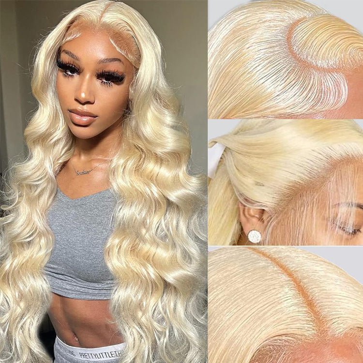 Former LACE Head Cap LACE FRONTAL WIG 13x4 Straight 613 Blonde Human Hair 18inUK - IVOIRART.COM