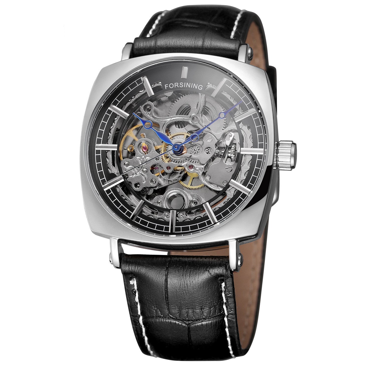 Forsining Montre Homme Automatique Mécanique Luxe Royal Mode Cuir Véritable Noir Or - IVOIRART.COM