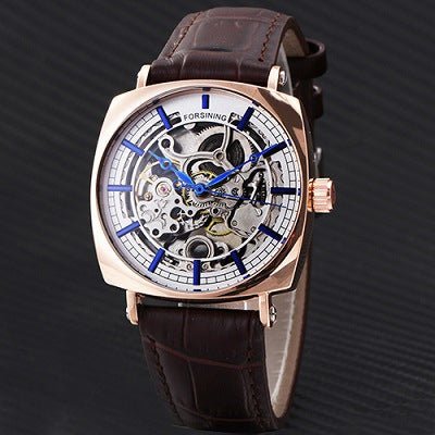 Forsining Montre Homme Automatique Mécanique Luxe Royal Mode Cuir Véritable Noir Or - IVOIRART.COM