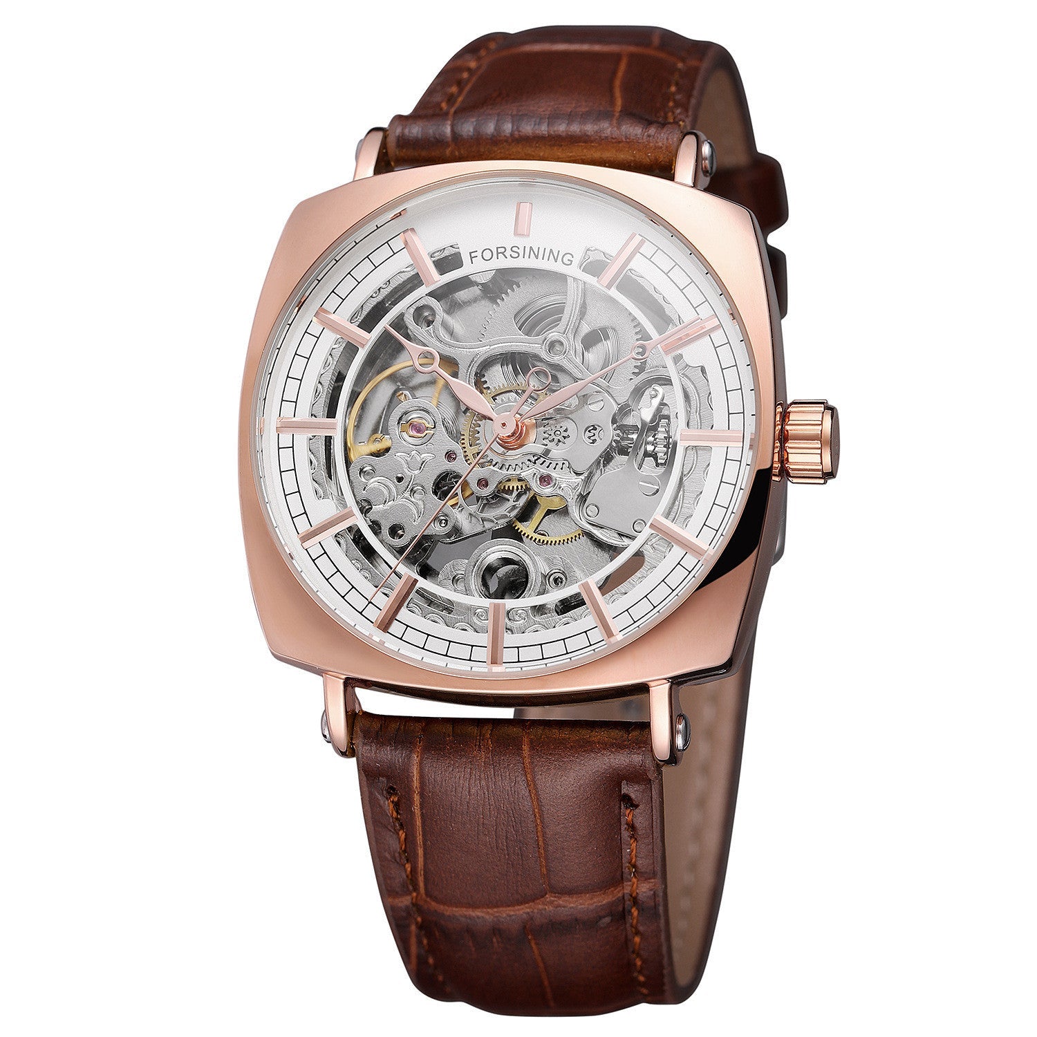 Forsining Montre Homme Automatique Mécanique Luxe Royal Mode Cuir Véritable Noir Or - IVOIRART.COM