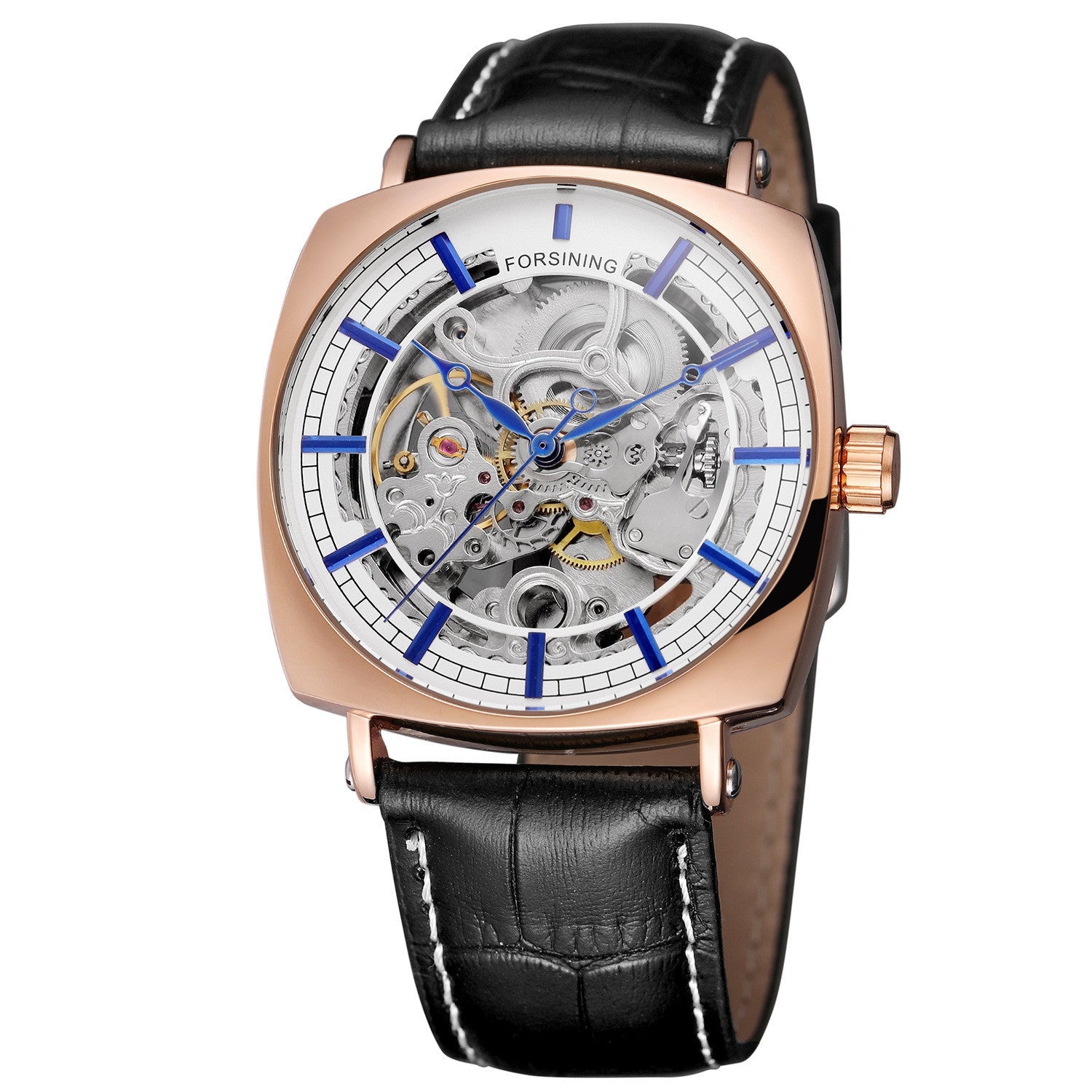 Forsining Montre Homme Automatique Mécanique Luxe Royal Mode Cuir Véritable Noir Or - IVOIRART.COM