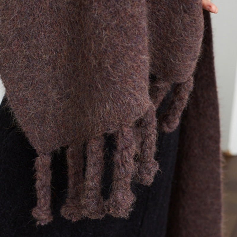 Foulard long en laine d'alpaga épaissie avec franges, style coréen, violet Monet - IVOIRART.COM