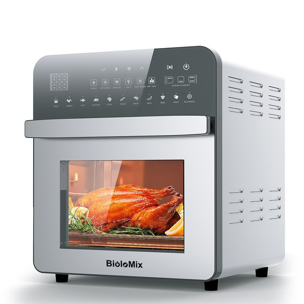 Four à Air Chaud Double Chauffage en Acier Inoxydable – Capacité 15L, 1700W, Argent - IVOIRART.COM