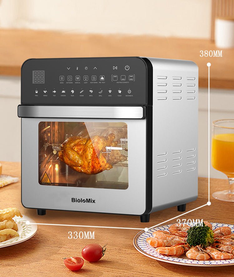 Four à Air Chaud Double Chauffage en Acier Inoxydable – Capacité 15L, 1700W, Argent - IVOIRART.COM