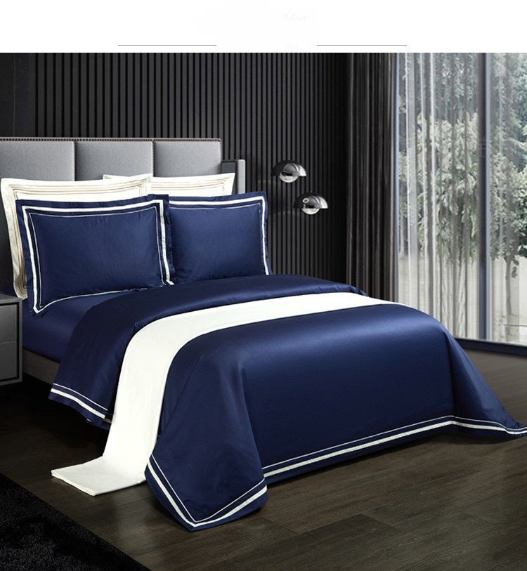 Four-piece Cotton Bedding Hotel Style Simple Solid Color Quilt Cover - IVOIRART.COM