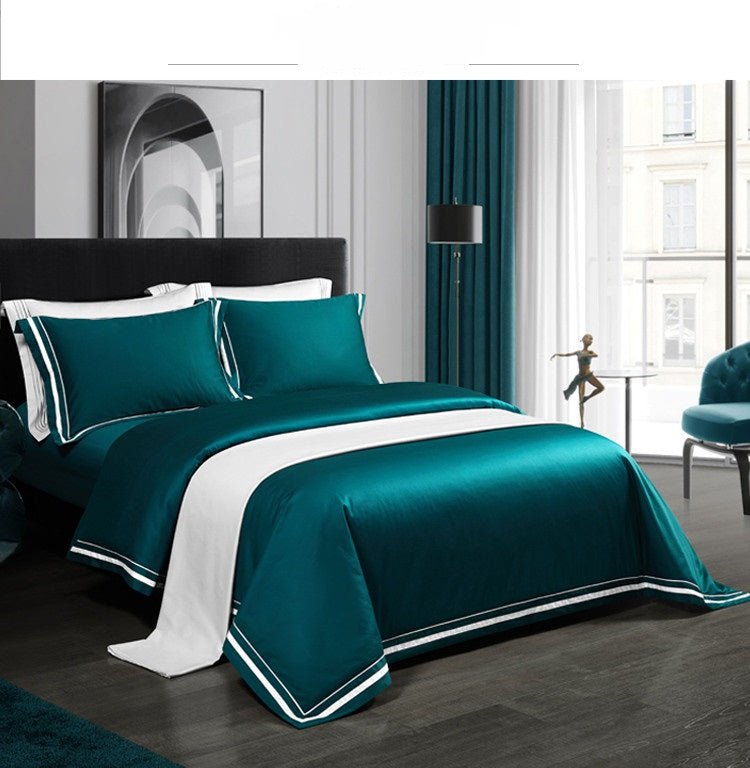 Four-piece Cotton Bedding Hotel Style Simple Solid Color Quilt Cover - IVOIRART.COM
