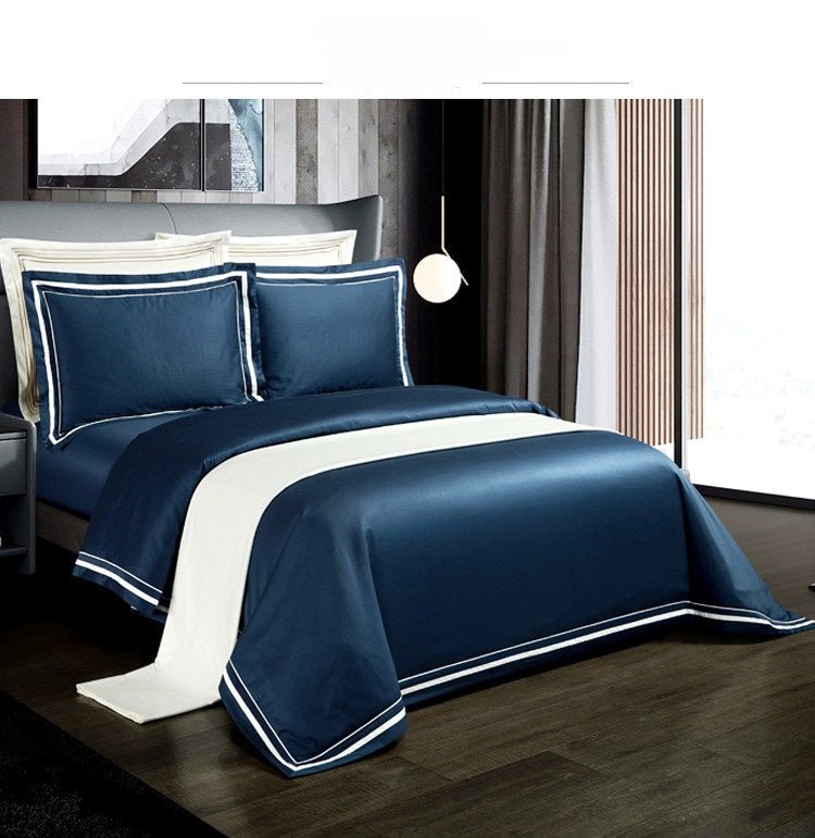 Four-piece Cotton Bedding Hotel Style Simple Solid Color Quilt Cover - IVOIRART.COM