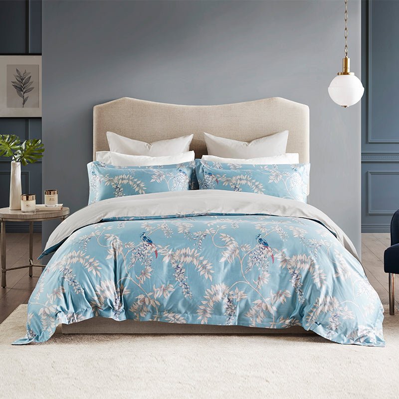 Four-piece set of long-staple cotton satin printed bedding - IVOIRART.COM