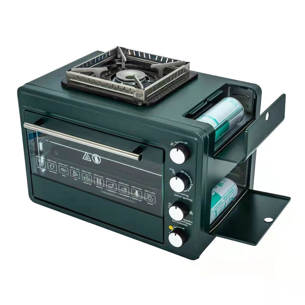 Four portable à gaz 2-en-1 pour extérieur compact, robuste et prêt pour camping. - IVOIRART.COM