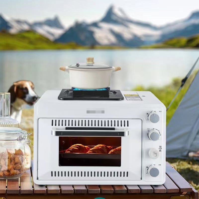 Four portable à gaz 2-en-1 pour extérieur compact, robuste et prêt pour camping. - IVOIRART.COM